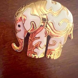 Elephant Gold tone Enamel Pin Brooch Pendant,Measures 2 inches wide